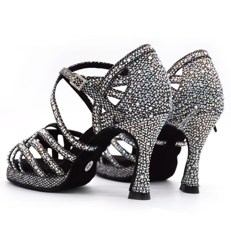 Zapatos baile latino con plataforma y tacones altos con diamantes de imitación - Bailongas